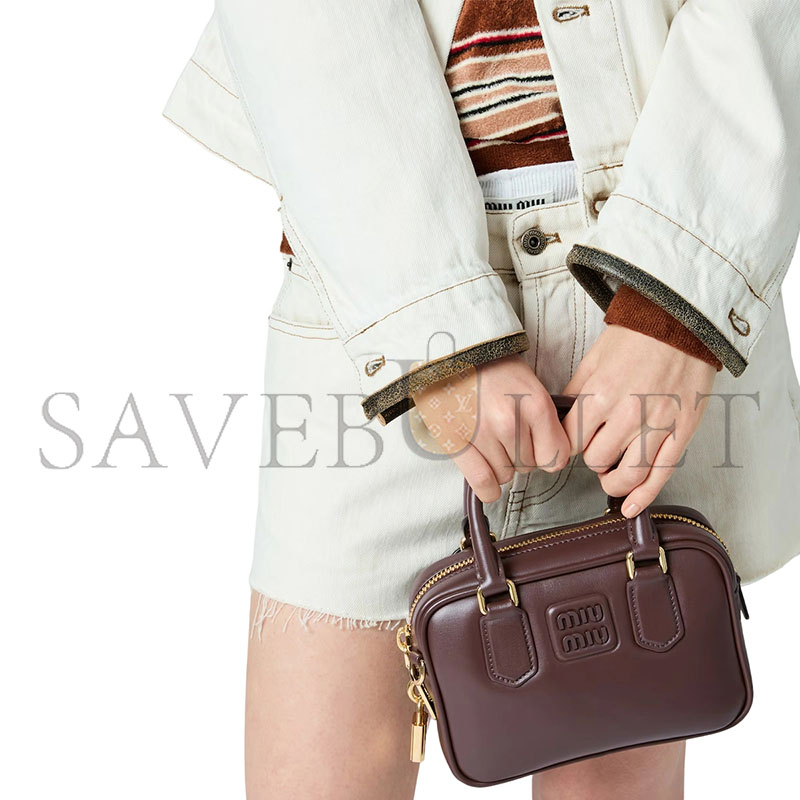 MIU MIU ARCADIE LEATHER HANDBAG 5BB123 (19*13*6cm)